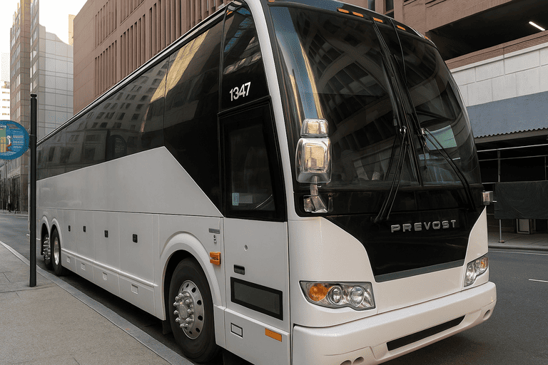 a Des Moines Minibus Company coach bus