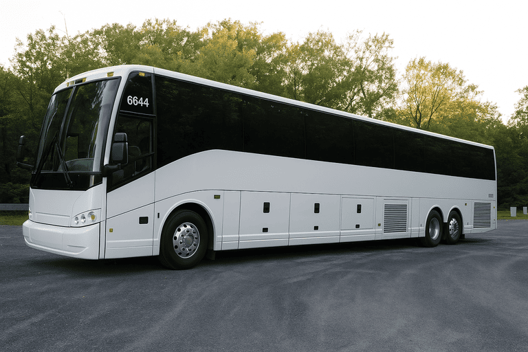 exterior of Des Moines Minibus Company coach bus
